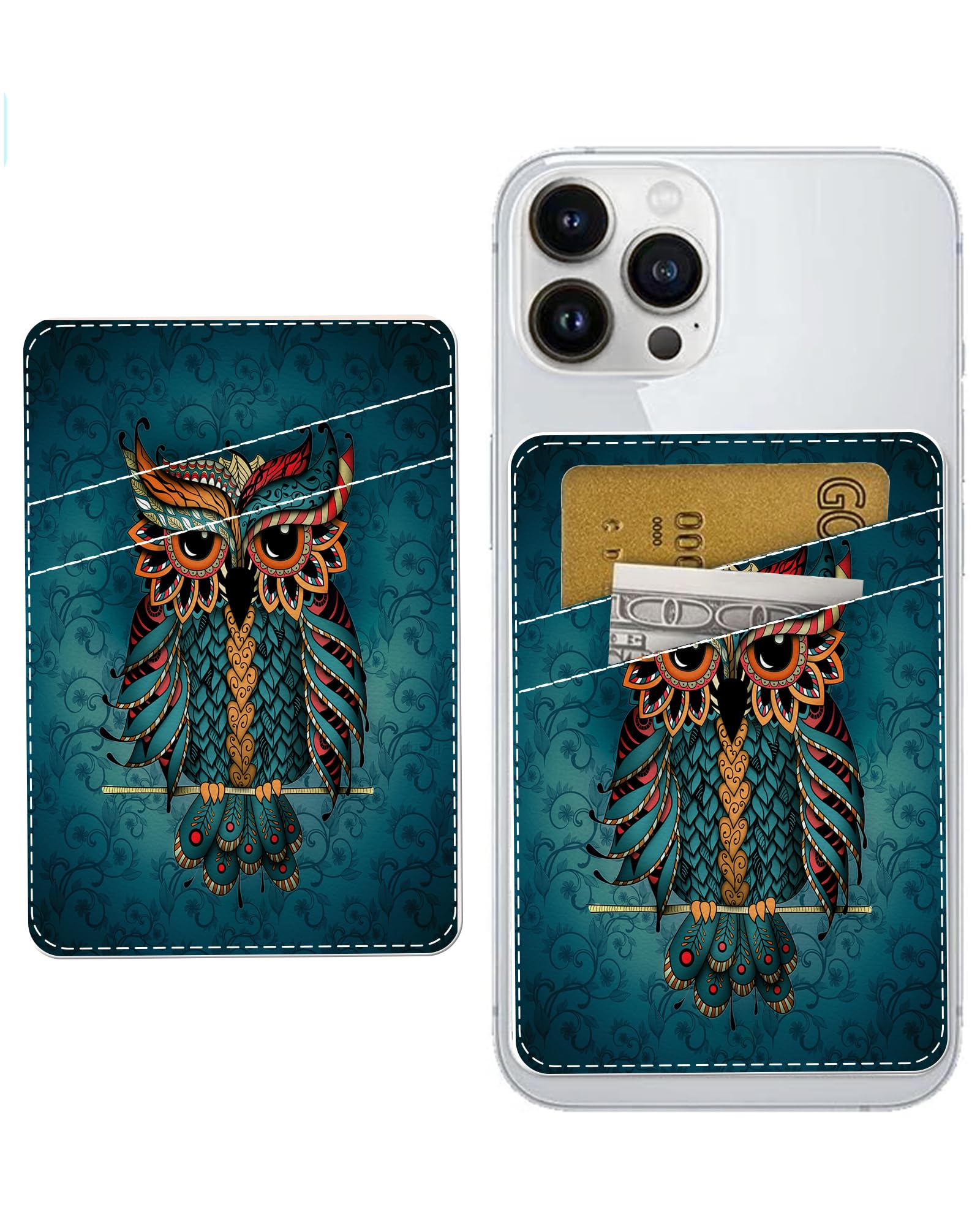 Owl PU Leather Phone Wallet Stick-On