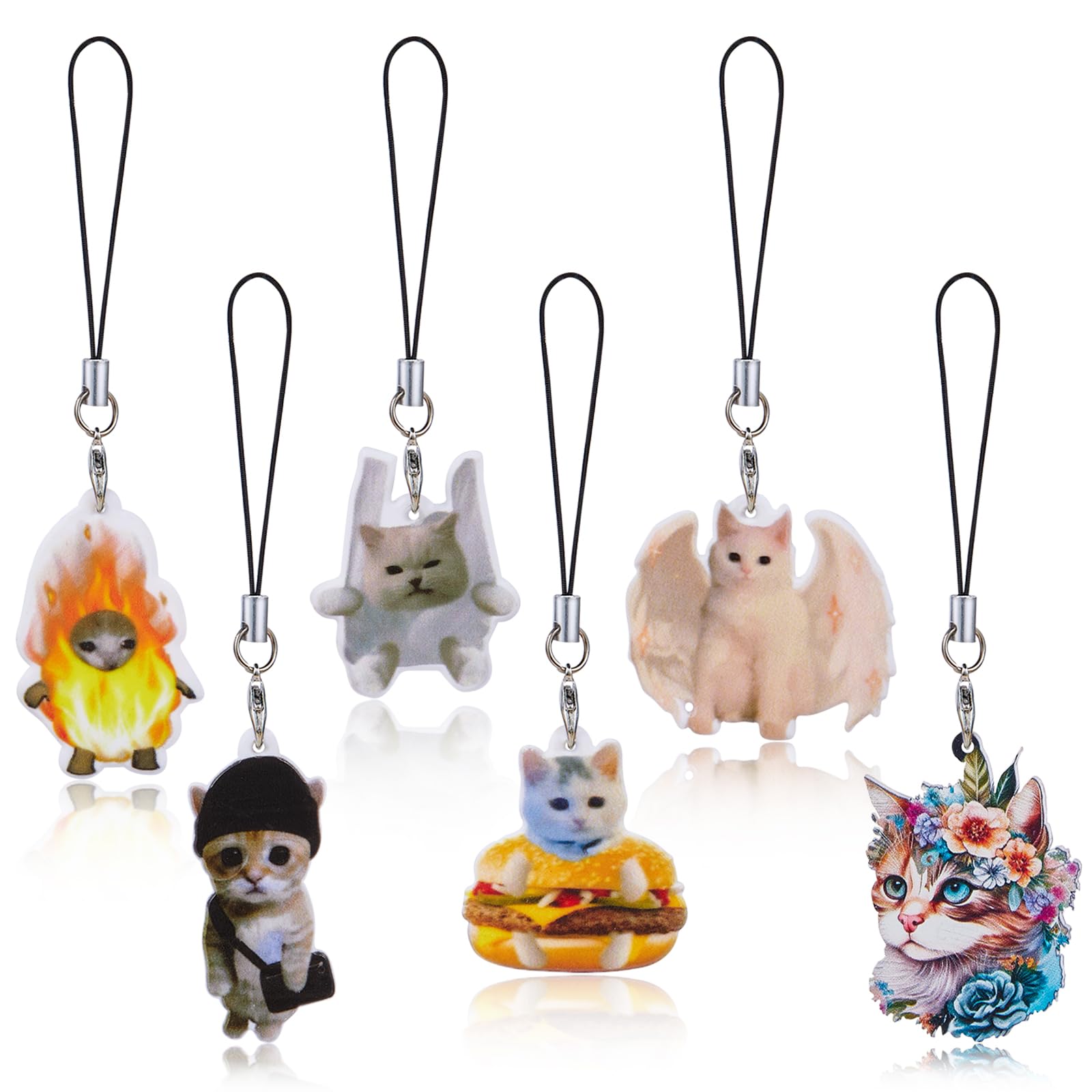 CATNIP 6 Pack Cute Cat Acrylic Charms for Phones & Accessories