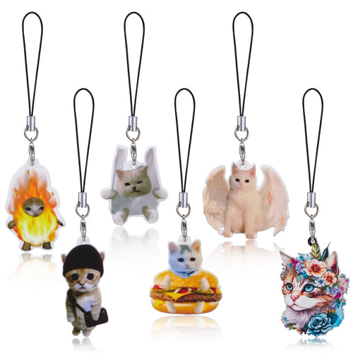 CATNIP 6 Pack Cute Cat Acrylic Charms for Phones & Accessories